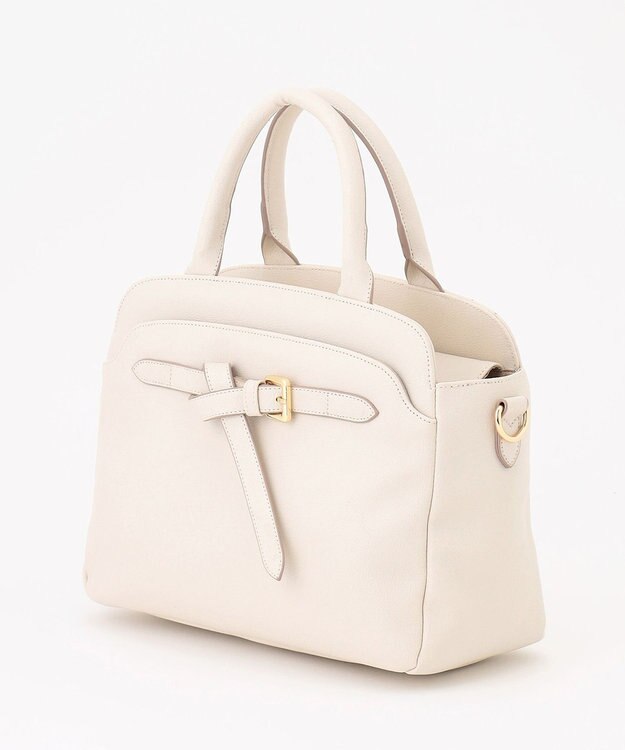 ANY SIS 【2WAY】ベルトバックルラウンドミディトート バッグ アイボリー