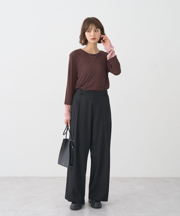 earth music&ecology レイヤードシアープルオーバー Brown