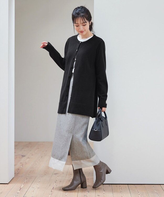 Tiaclasse 【洗える】きらボタンロングカーディガン ブラック