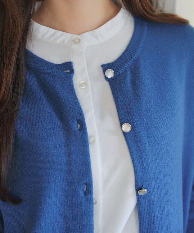 Tiaclasse 【洗える】きらボタンロングカーディガン ブルー