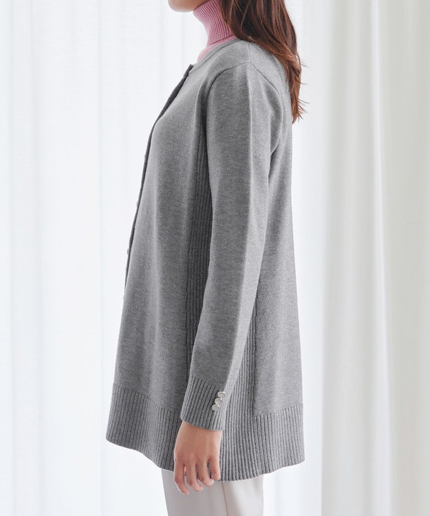 Tiaclasse 【洗える】きらボタンロングカーディガン チャコールグレー