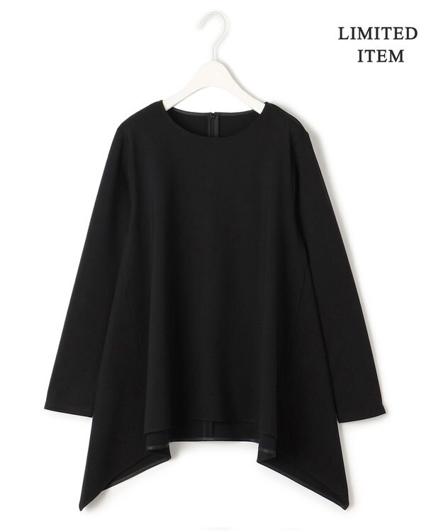 ICB L 【WEB限定・洗える】ヴィスコースストレッチポンチ イレギュラーヘムプルオーバー ブラック系