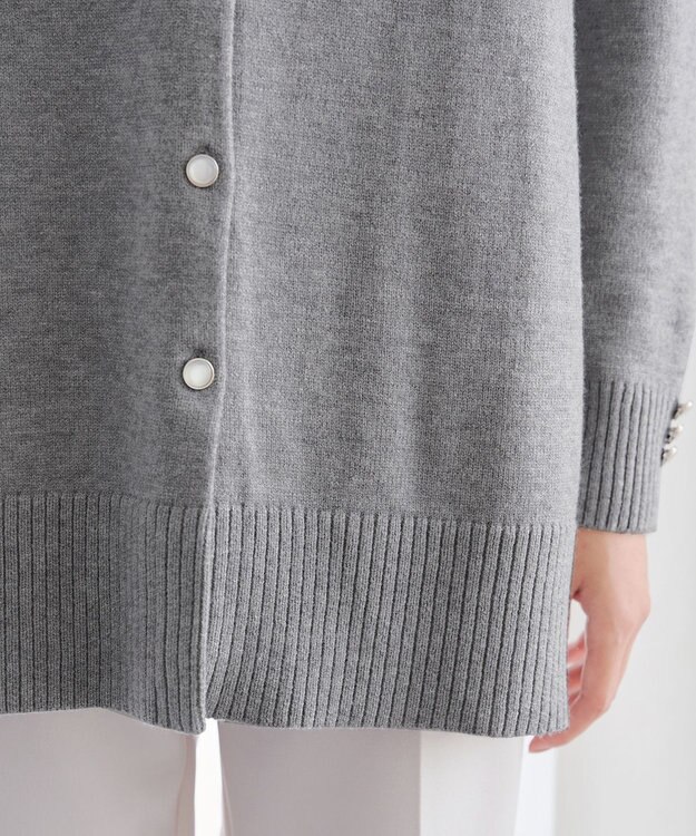 Tiaclasse 【洗える】きらボタンロングカーディガン チャコールグレー