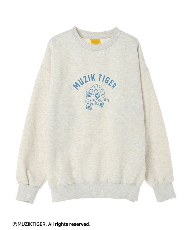 Green Parks ムジークタイガー／裏起毛プリントプルオーバー Oatmeal