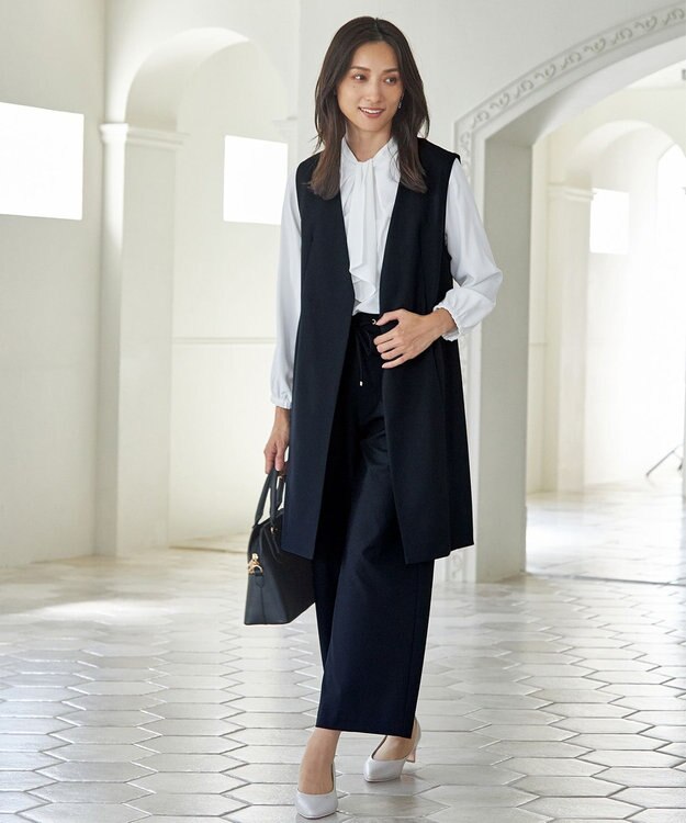 ANY L 【ストレッチ/セットアップ可】イージィケアストレッチジレ ネイビー