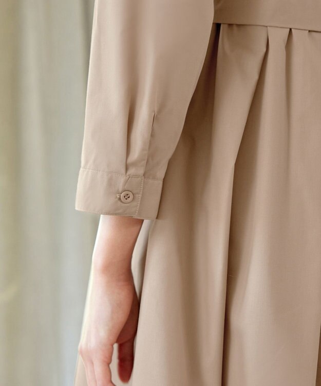 Tiaclasse L 【洗える】パール釦フレアシャツワンピース モカ