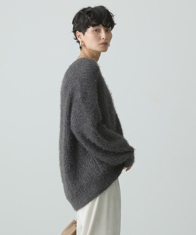 AMERICAN HOLIC Ｖネックシャギーニットカーディガン Charcoal Gray