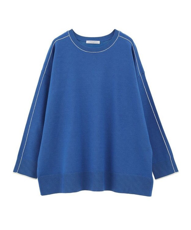 Green Parks アンチピリングライン入りニットプルオーバー Blue