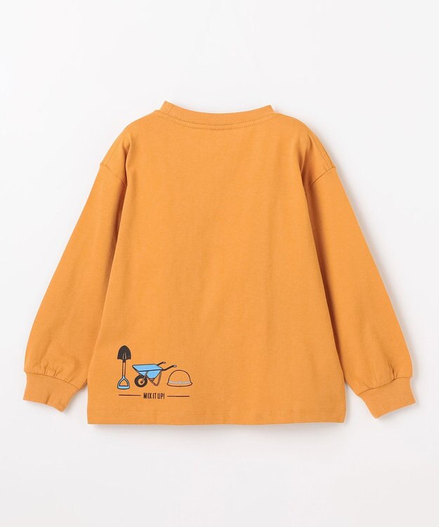 ANY KIDS はたらく車プリント 長袖Tシャツ マスタード