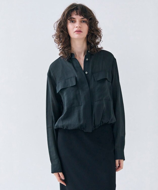 BEIGE， 【洗える・Precious 6月号掲載】PAULINE / ビックポケットドロストリネンブラウス Black