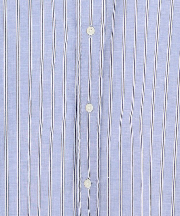 J.PRESS YORK STREET 【UNISEX】タイプライターストライプ バンドカラーシャツ サックスブルー系1