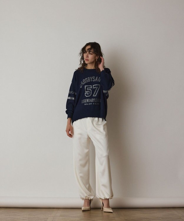 GRACE CONTINENTAL ナンバリングニットトップ ネイビー