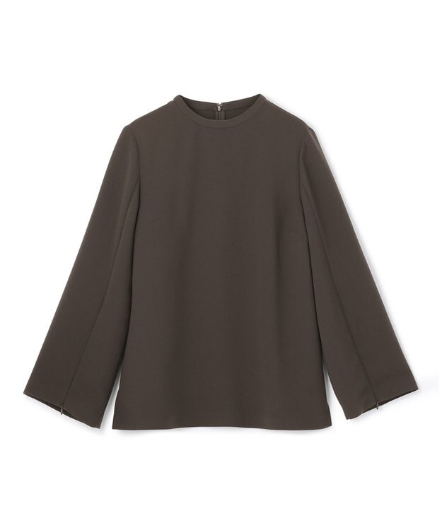 uncrave 【防シワ・洗濯機洗い可】ウォッシャブルダブルクロス スリットスリーブ ブラウス（uncrave STANDARD） チャコール