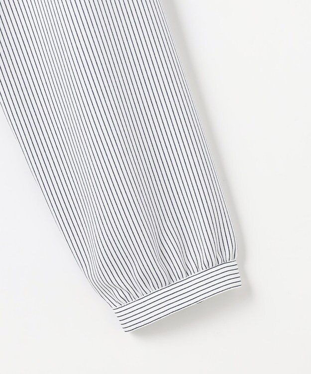 J.PRESS LADIES ソフトジョーゼット ストライプ プリント ブラウス ネイビーストライプ系