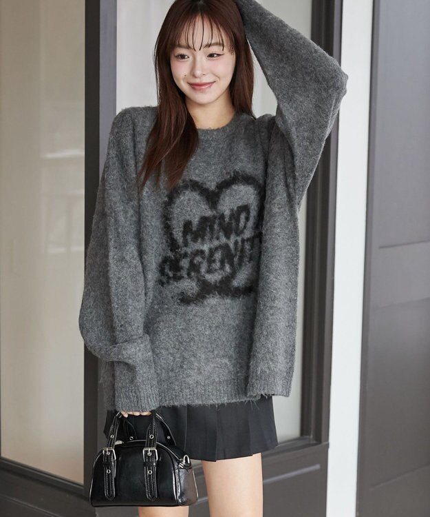 WEGO 【ユニセックス着用ITEM/MLサイズ展開】シャギーグラフィックプルオーバー スミクロ