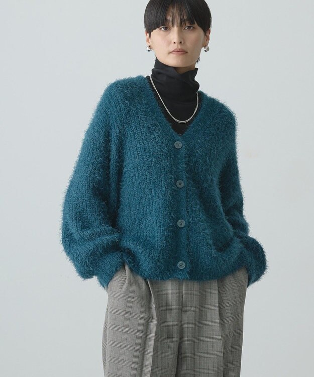 AMERICAN HOLIC Ｖネックシャギーニットカーディガン Blue Green