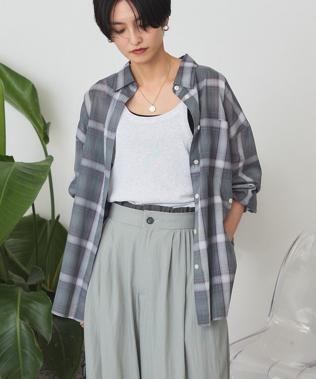 AMERICAN HOLIC 【3WAY】シアーチェックシャツ Green