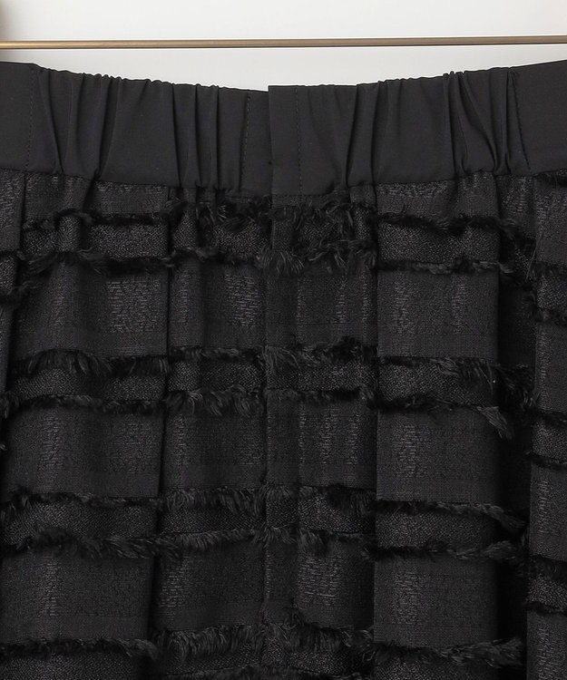 組曲 【WEB限定】ボーダーカットジャカード フレアスカート ブラック系