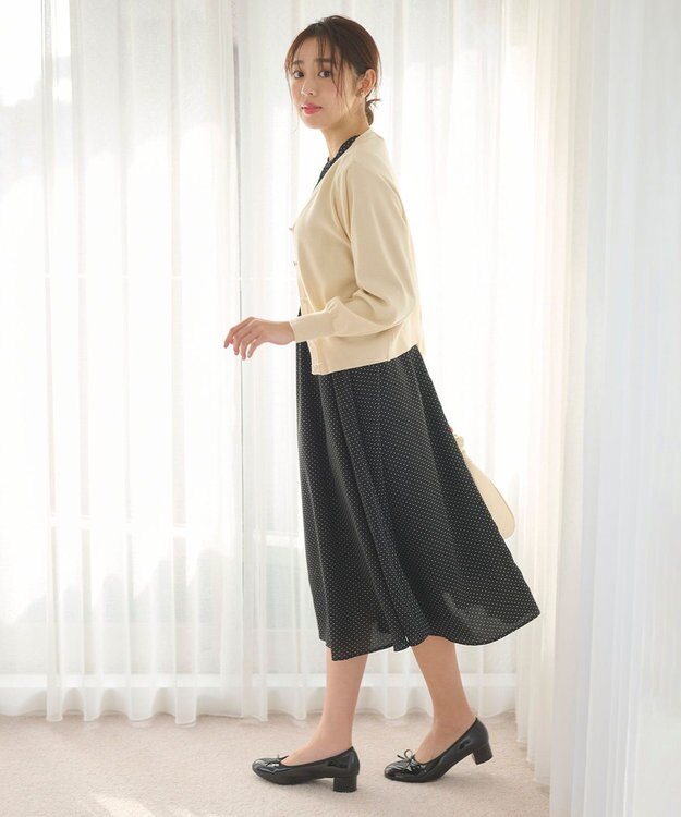 Feroux 【洗える】ビジューボタン2WAY カーディガン クリーム系