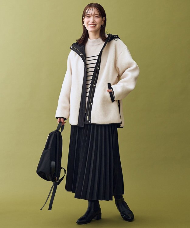 ANY 【LEE掲載】ボアコート エクリュ×ブラック