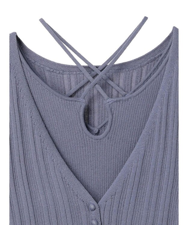 earth music&ecology ＳＥＴ２点ショートカーディガン＋レイヤードタンク Blue