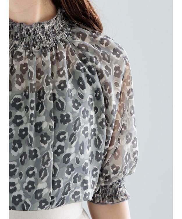 Te chichi パターンアソートシャーリングブラウス チャコールグレー