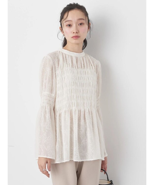 earth music&ecology ジャガードシャーリングプルオーバー Ivory