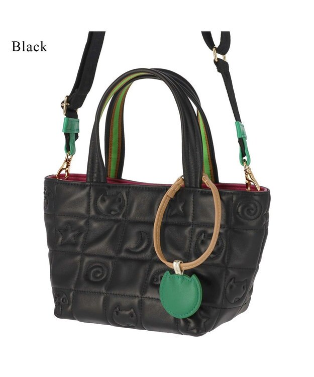 tsumori chisato CARRY ネコキルティング ショルダーバッグ 2way ミニバッグ ハンドバッグ ブラック