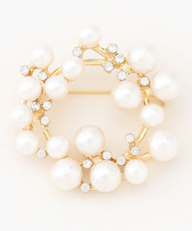 ANY サークルパールブローチ ゴールド