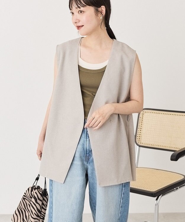 AMERICAN HOLIC 【先行予約】ベルト付きジレ Gray Beige