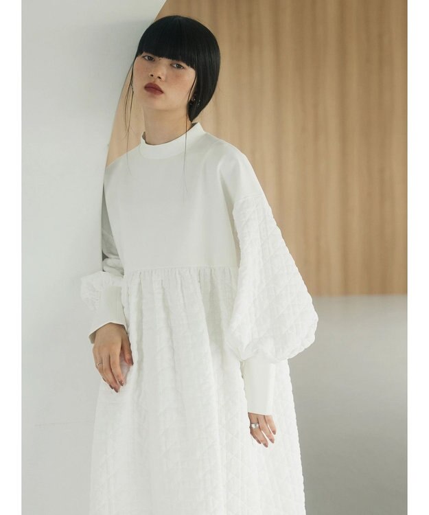 Green Parks armonia．異素材切替ワンピース Off White