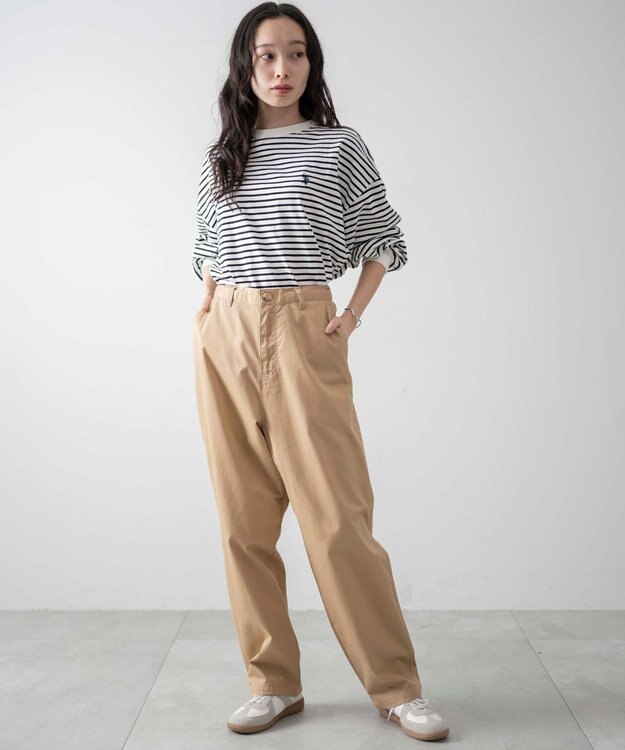 WEGO 【ユニセックス着用ITEM/ウエストゴム/手洗い可】チノイージーワイドパンツ ベージュ