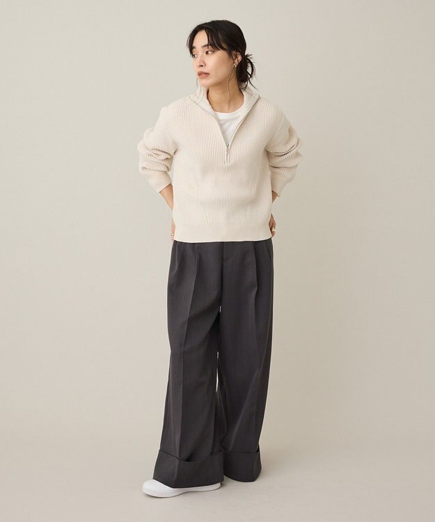 CRAFT STANDARD BOUTIQUE ミニモールハーフジップニットプルオーバー Off White