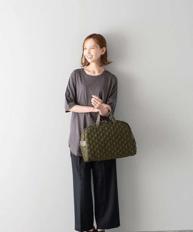 MIYABIYA 【撥水加工】La quoh with kirakaracho 南蛮七宝エンボスボンディング ボストン 鶯(カーキ)