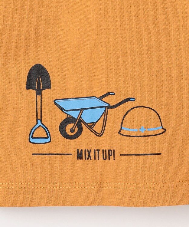 ANY KIDS はたらく車プリント 長袖Tシャツ マスタード