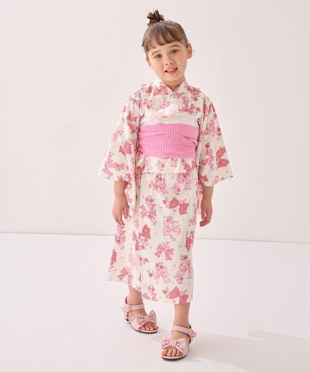 ANY KIDS 3WAY ロング丈 浴衣 セット リボン総柄