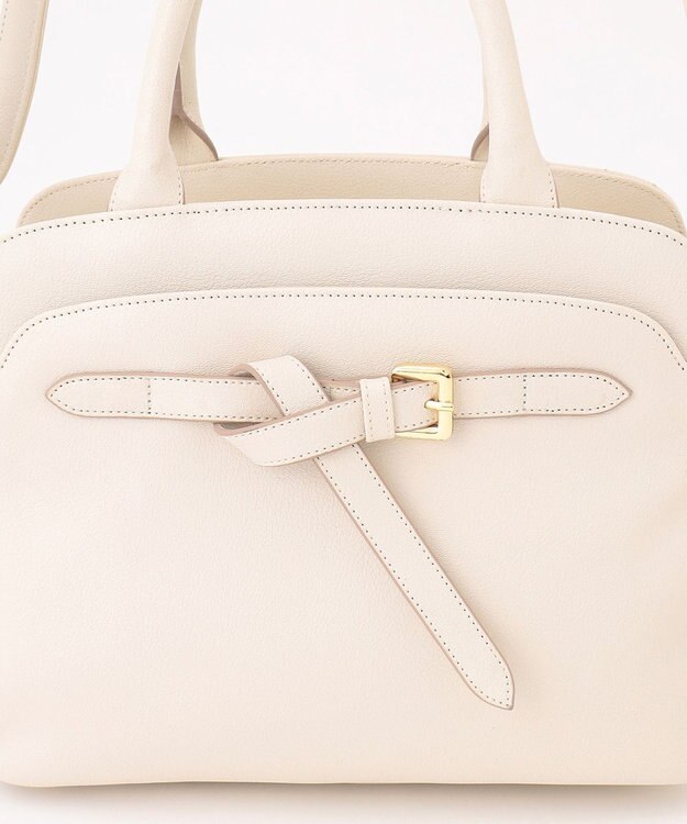 ANY SIS 【2WAY】ベルトバックルラウンドミディトート バッグ アイボリー