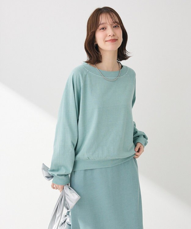 Green Parks ピグメントボートネックプルオーバー Light Blue