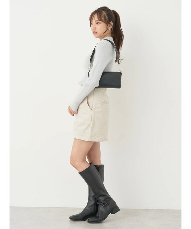 earth music&ecology やわらかタッチハイネックリブプルオーバー Ice Gray