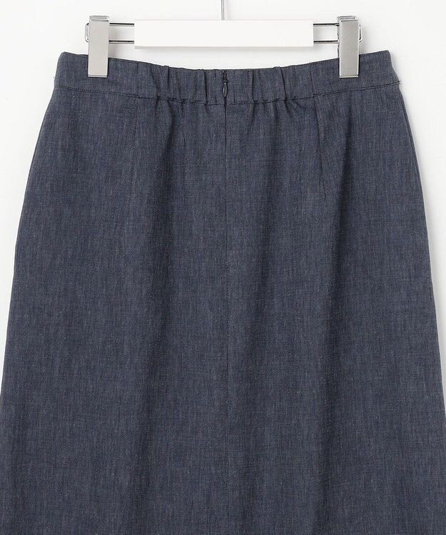 J.PRESS LADIES リネンバイオシャンブレー Aライン スカート ネイビー系