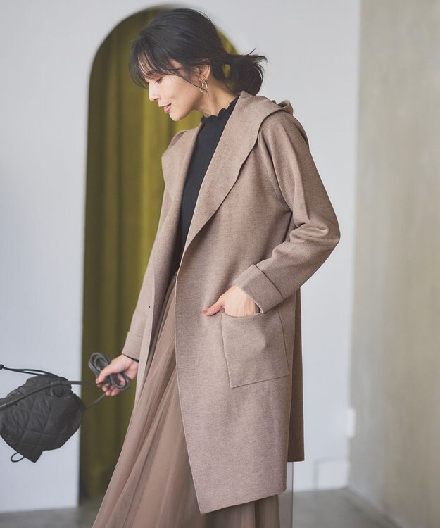 ANY 【洗濯機可】フーディーコーディガン モカ