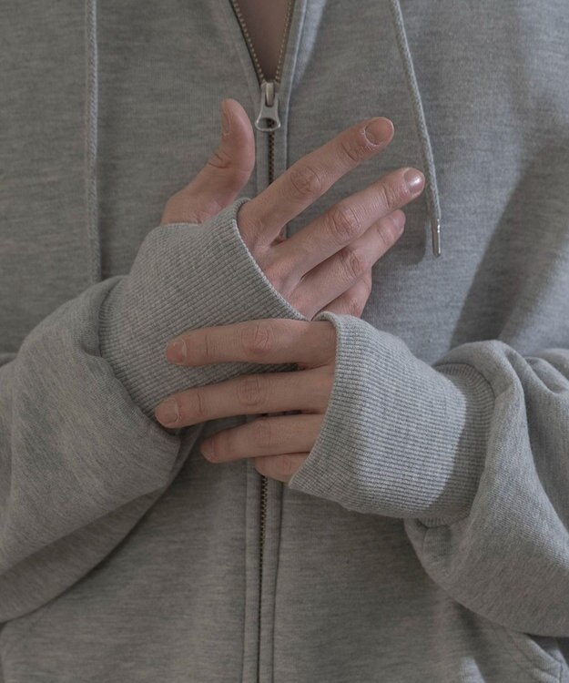 WEGO ショートダブルZIPパーカー 杢グレー