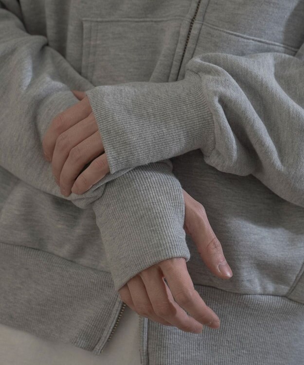 WEGO ショートダブルZIPパーカー 杢グレー