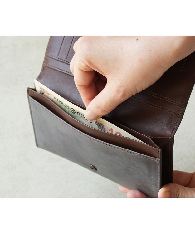 genten マルチカットワークミニ　長財布 ダークブラウン