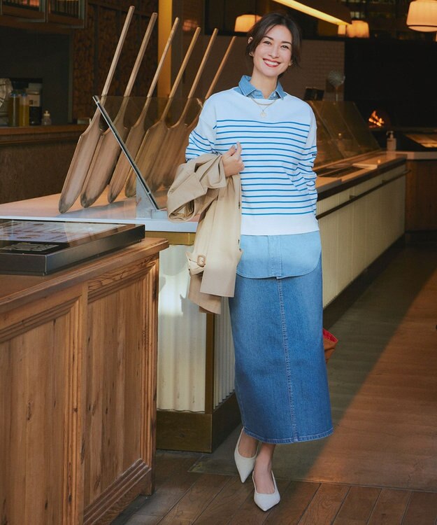 23区 L 【Oggi4月号掲載/洗える】23区DENIM ストレッチ デニムスカート スカイブルー系