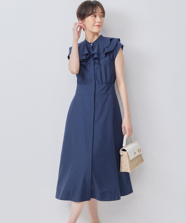組曲 【WEB限定】シアーボイル ラッフルワンピース ネイビー系