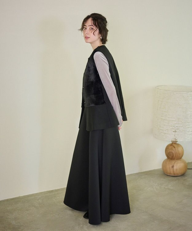 #Newans ペプラムシルエットファージレ ブラック