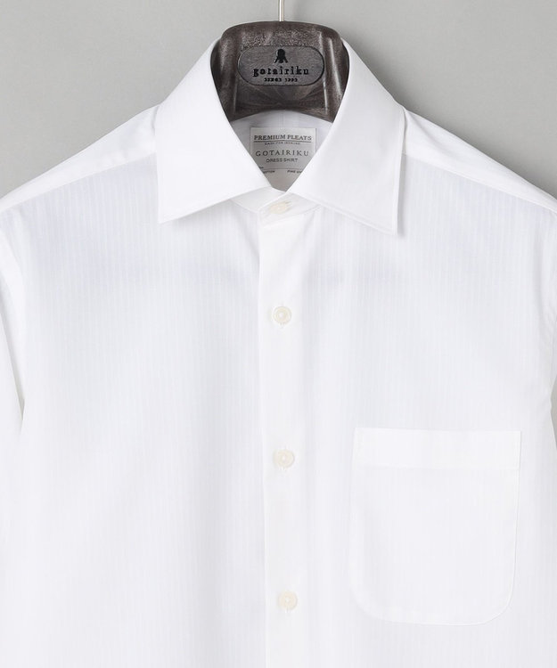 GOTAIRIKU 【形態安定】PREMIUMPLEATS_セミワイドカラー _織柄_通年ドレスシャツ(25年春夏モデル) 織柄ドビーストライプ