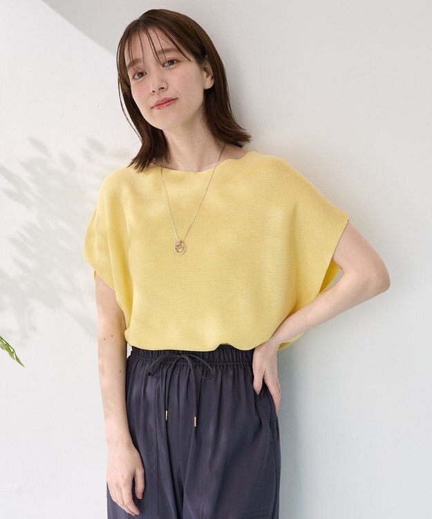 ANY 【新色追加/14色展開】アクリルガーターフレンチスリーブニット イエロー