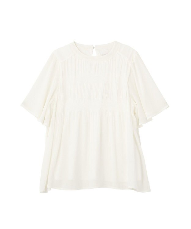 Green Parks マジョリカプリーツショートスリーブブラウス Off White